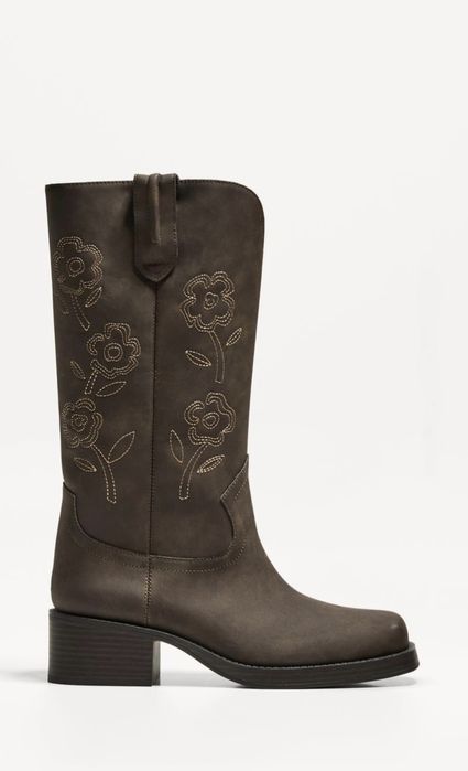 Bershka Botas Cowboy Bordadas Cano Alto