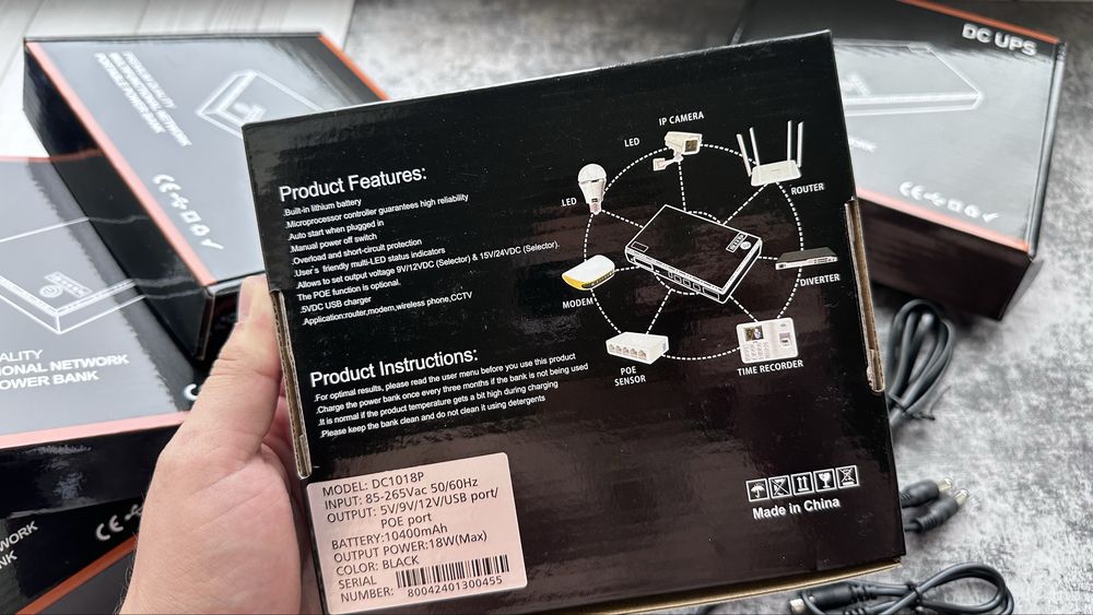UPS для роутера 10400 мАч 5/9/12V, ИБП для модема и камер, УПС