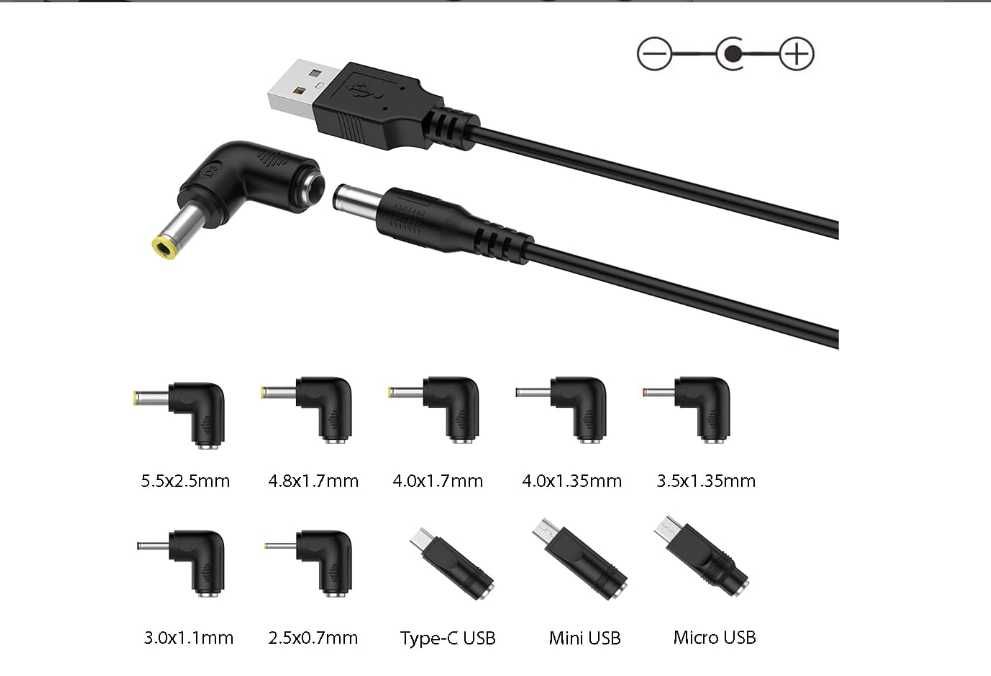 LIANSUM Wtyczka USB do DC 5,5 x 2,1 mm, długość: 5 stóp (1,5 metra)