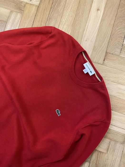 Męski czerwony sweter Lacoste S bawełniany