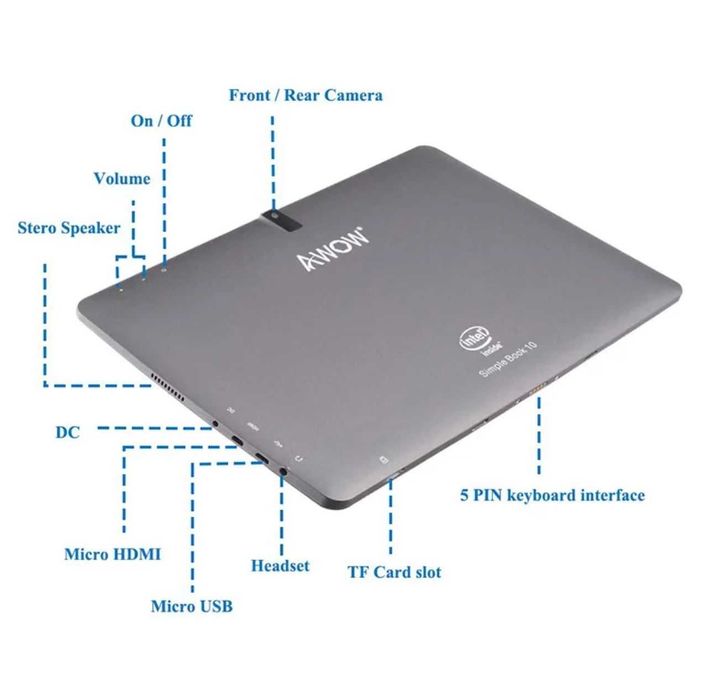 Планшет-ноутбук AWOW Simple Book 10 - 2in1 /Atom X5-Z8350, 2 GB, 32 GB Flash, 10,1"