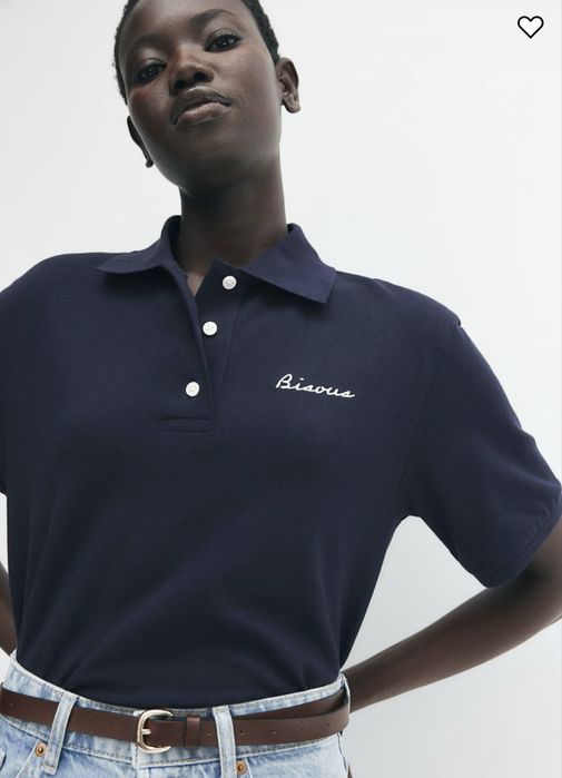 Футболка-поло H&M темно-синя miu miu