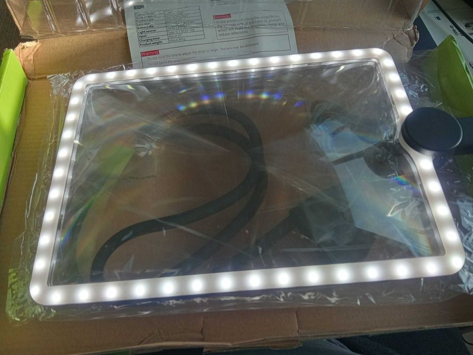 Lupa de Leitura/Bancada LED 3-em-1 | 50 LEDs | Recarregável