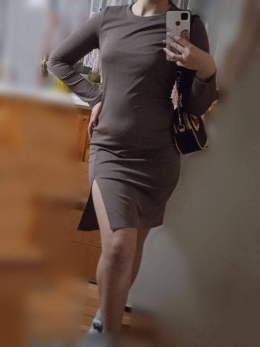 Приталена сукня в рубчик на тонкому флісі, плаття