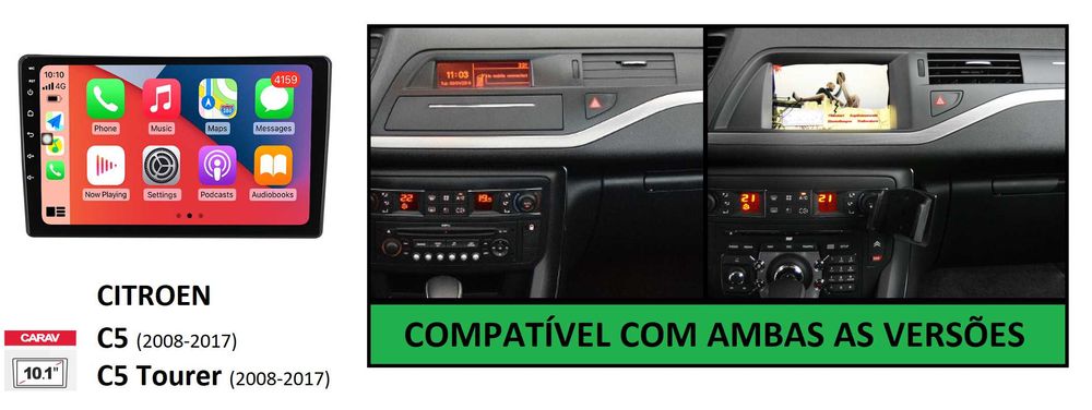 Rádio 2DIN 10.1" Citroen C5 (2008 a 2017) Tourer • Android [4+64GB]