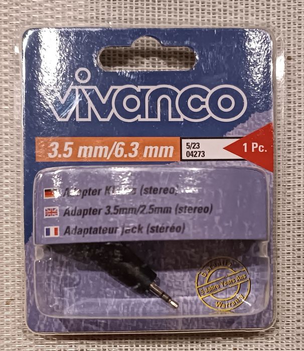 Adapter / jack 3.5mm-6.3mm gniazdo-wtyk, przejściówka firmy VIVANCO