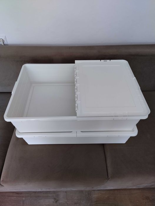 Ikea Sockerbit 2 Białe Pojemniki z Pokrywą 50x77x19