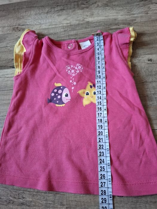 3 bluzki na krótki rękaw dla dziewczynki 62 cm