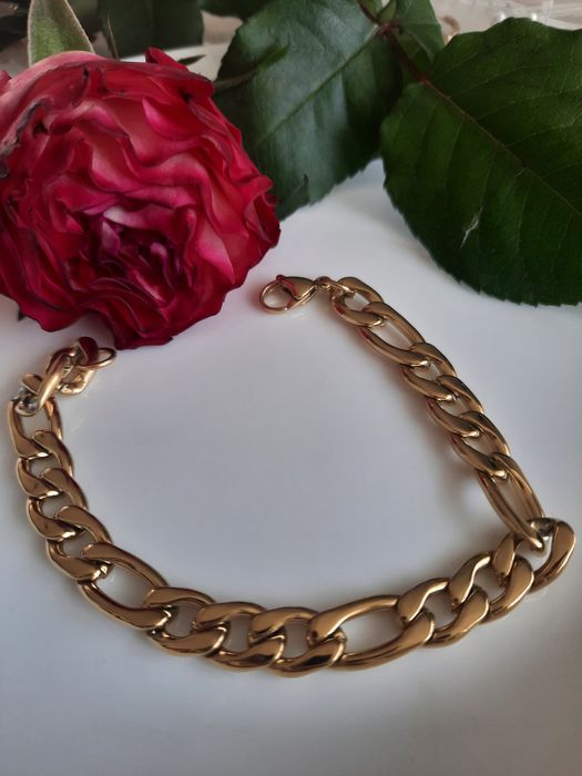 Gruba złota bransoleta pancerka Unisex