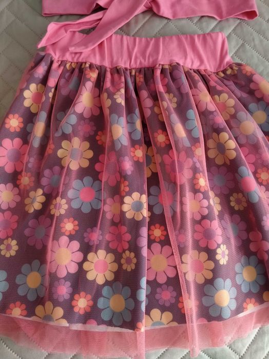 Komplet bawełniany spódnica bluzka legginsy