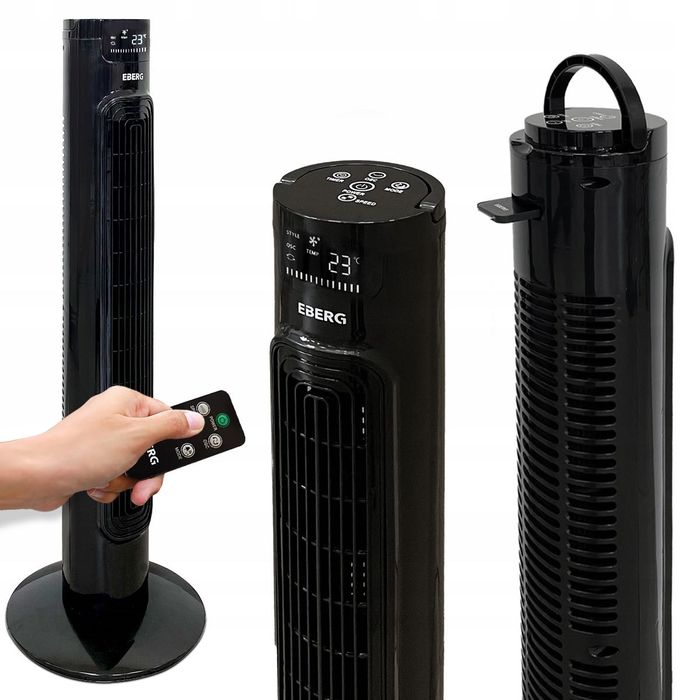 wentylator kolumnowy z pilotem ebergairo85 wiatrak podłogowy czarny