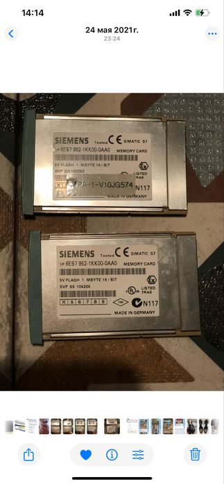 карта памяти Siemens SIMATIC S7 артикул 6ES7 952-1KK00-0AA0.