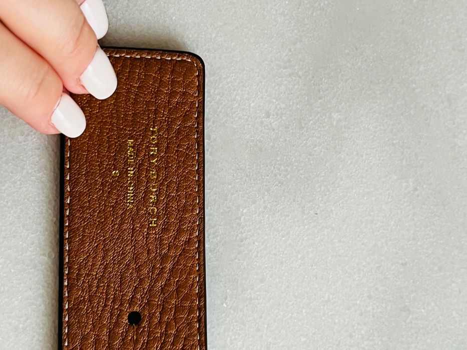 Czarny skórzany pasek Tory Burch