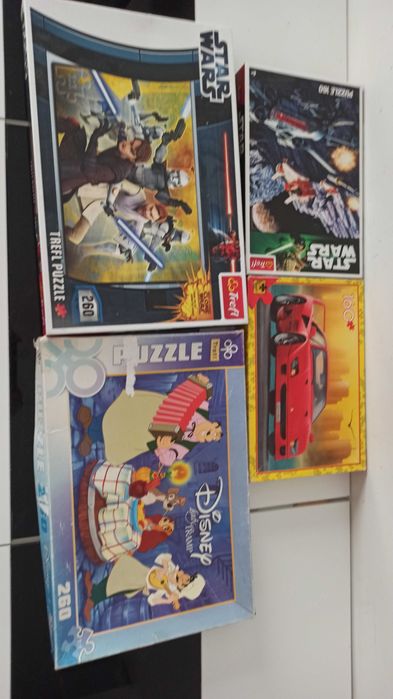 Cztrery puzzle Puzzle star wars, disney, ferrari