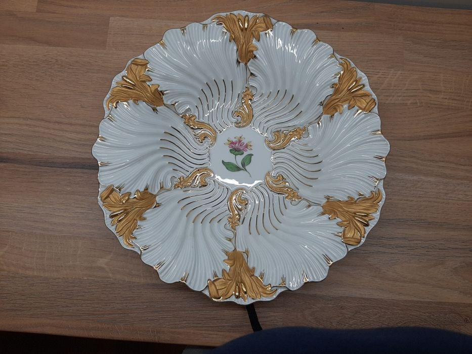 Miśnia MEISSEN złocona patera talerz relief zabytek