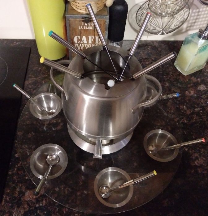 Conjunto de Fondue completo inox (como novo)