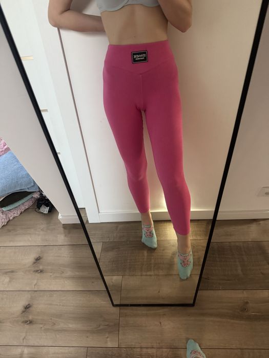 Legginsy różowe prążkowane