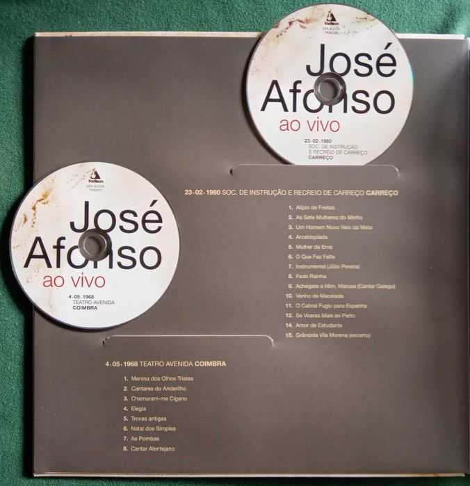 José Afonso	- - - - -		José Afonso - Ao Vivo	- - - -	1 X LP  +  2 X CD