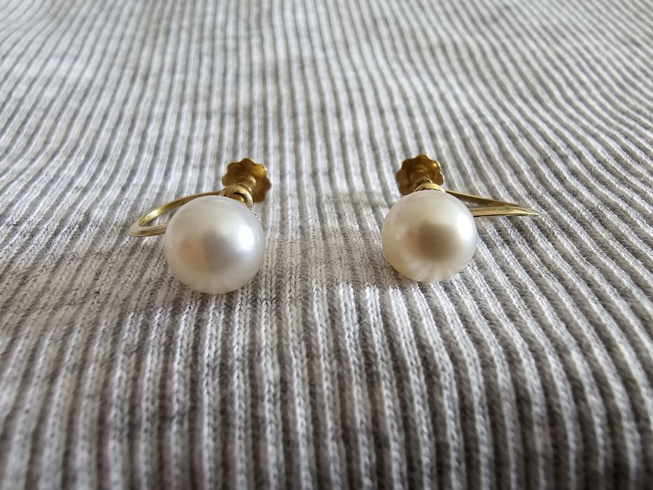 Brincos ouro 14 klt com pérolas