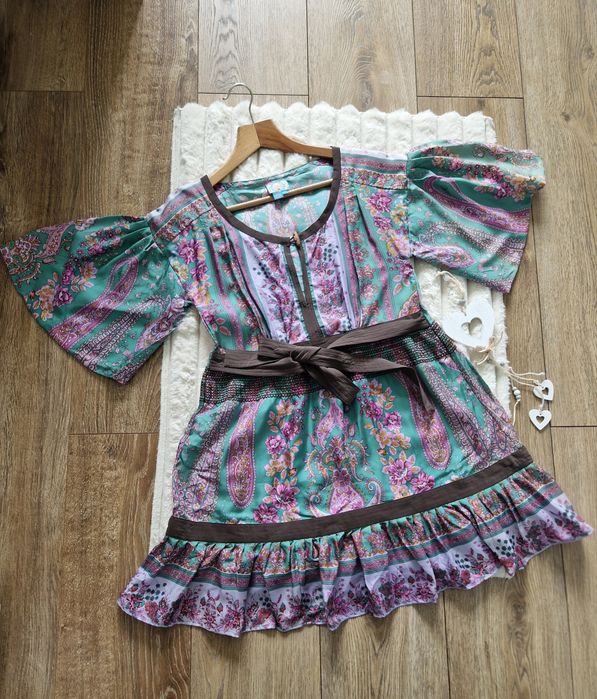 Luksusowa Sukienka 100% Jedwab Plenty by Tracy Reese | Boho Silk Paisley | S