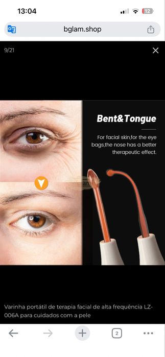 Varinha portátil de terapia facial de alta frequência