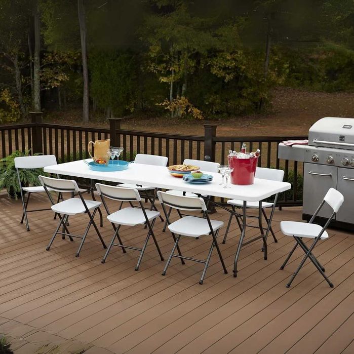 SOLIDNY KOMPLET składany STÓŁ z KRZESŁAMI do ogrodu biura imprez