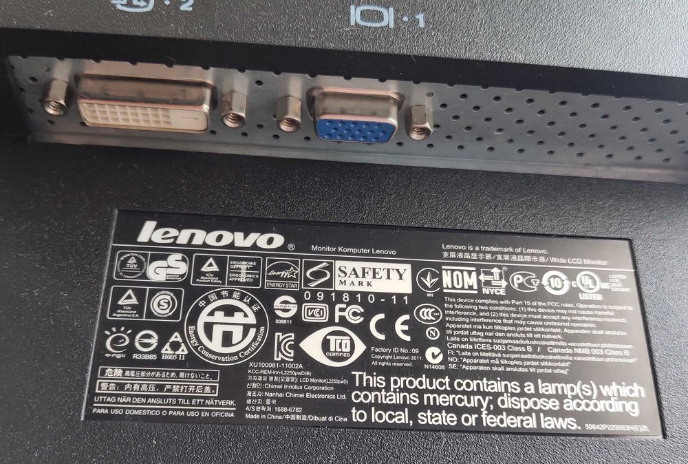 Монитор. Lenovo ThinkVision L2250pwD (22")