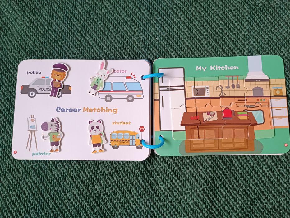 Quiet book mądra książka z rzepami montessori  zagadki nowa
