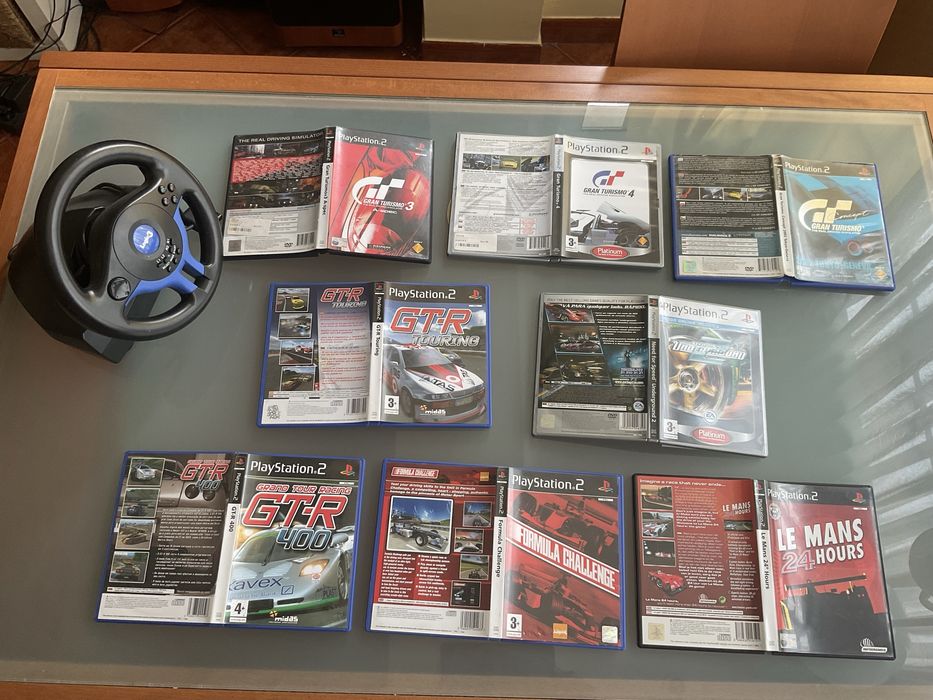 Lote jogos carros ps2 com volante