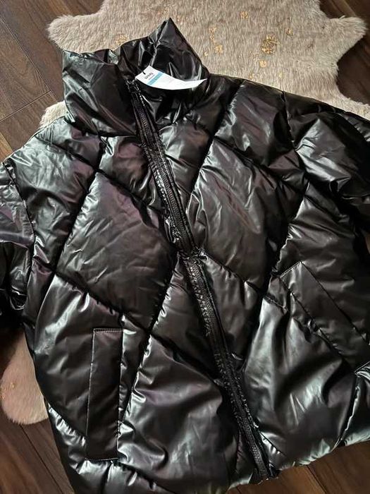 Kurtka czarna pikowana puffer ze stójką Sinsay