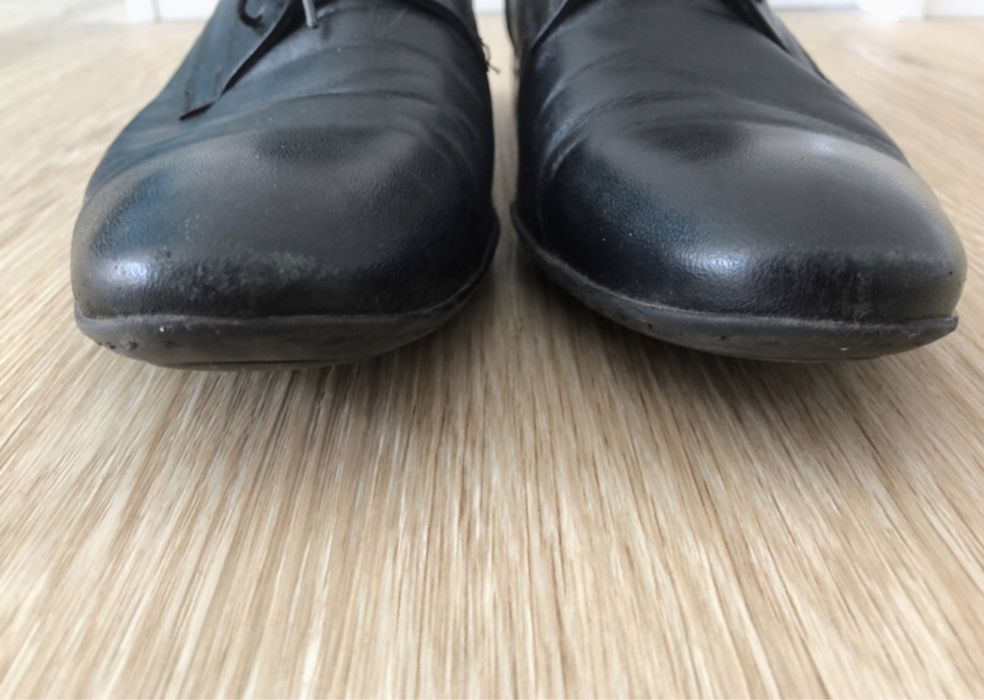 Męskie czarne eleganckie buty do garnituru skórzane Pawo r. 41
