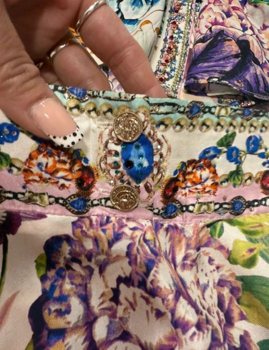 Komplet z jedwabiu - spódnica i bluzka Camilla z kryształkami