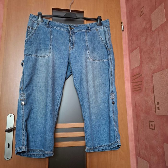 Spodnie dżinsowe Denim 3/4 bojówki jak nowe szerokie nogawki rozm. 44