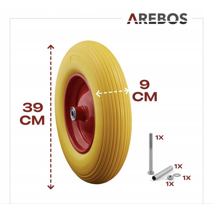 Koło do taczki z litej gumy PU / fi 390mm