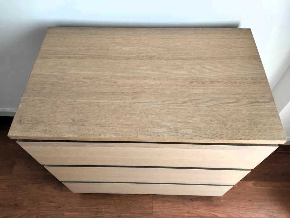 Cómoda IKEA MALM Cómoda c/3 gavetas, chapa de carvalho 80x78cm