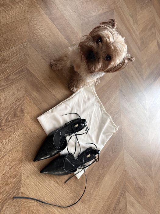 Мюлі zara, туфлі, на завязках, чорні