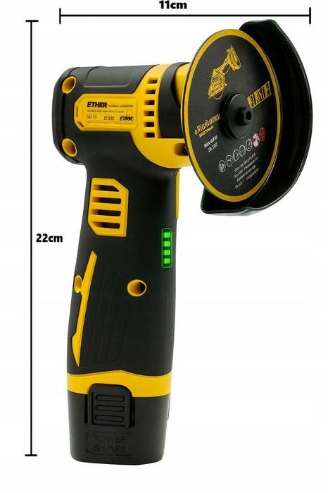 MINI SZLIFIERKA KĄTOWA Akumulatorowa bezszczotkowa ZESTAW 2Aku 7 Tarcz