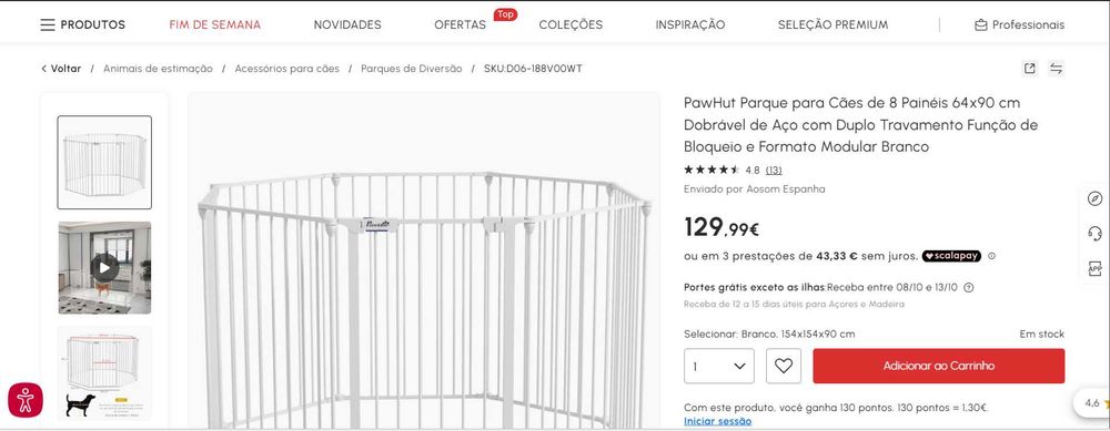 Parque para cão PawHut
