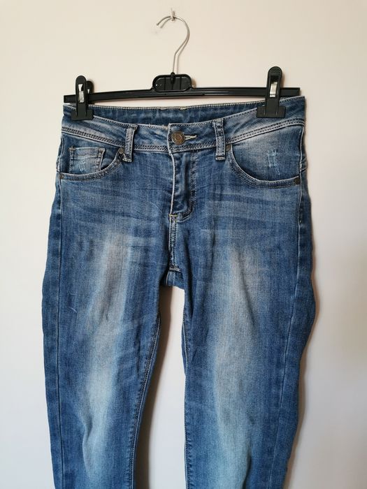 Jeansy dżinsy skinny koronkowe motyl aplikacja 38 M koronka boho retro