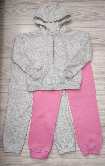Dresy ocieplanie dla dziewczynki 122/128, bluza+2 pary spodni, c&a,