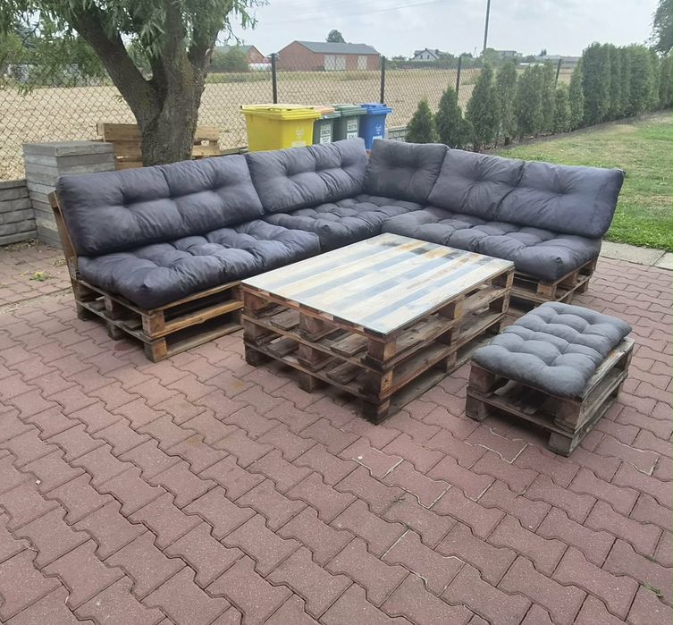 Meble z palet poduchy szyba hartowana