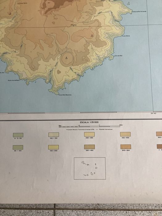 Carta Hipsométrica da Ilha Brava, Cabo Verde 1989
