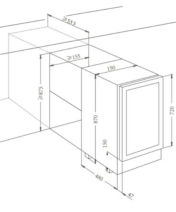 Mała lodówka do wina 15 cm szerokości pod blat winiarka chlodziarka
