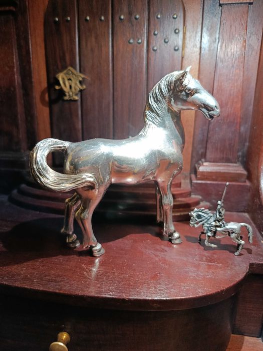 Escultura Cavalo Prata Portuguesa Contrastada 925