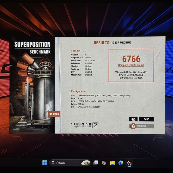 Ігровий ноутбук Asus Rog Strix i7 9750H, Gtx 1650