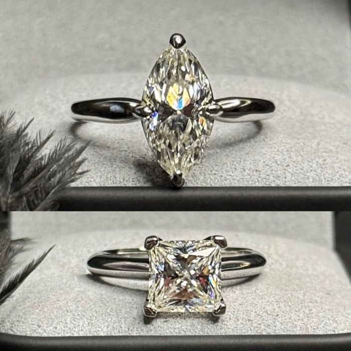 !!SALE!! на останні каблучки !! Каблучка з муассанітом 3 та 2 ct