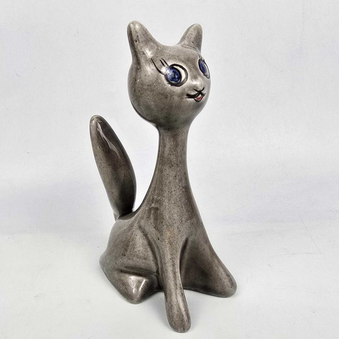 Kot mid-century modern ceramika Faianta Sighisoara Rumunia połowa XXw.