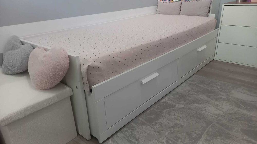 BRIMNES IKEA Cama indiv/dupla c/2 gav, branco, 80x200 cm (extensível a 160x200) SEM colchão.