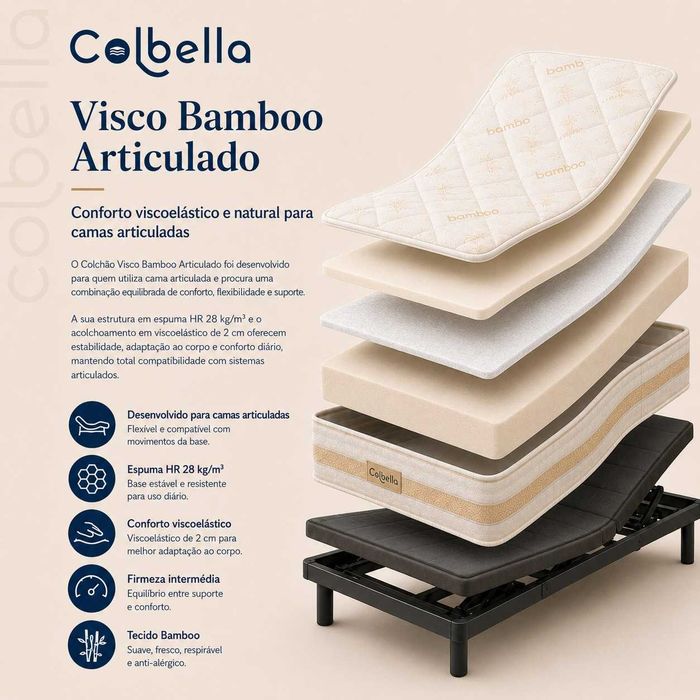 Colchão Bamboo Articulado | Para Cama Articulada | Fabrico Próprio | Colbella