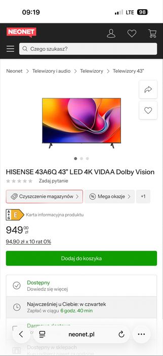 telewizor hisense 43 cale